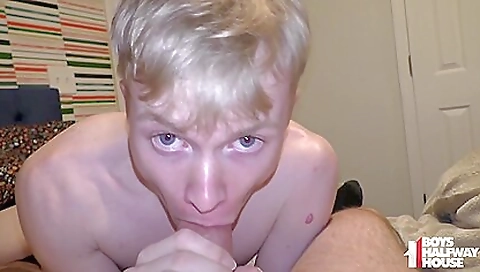 Hot blonde fucked by two guys